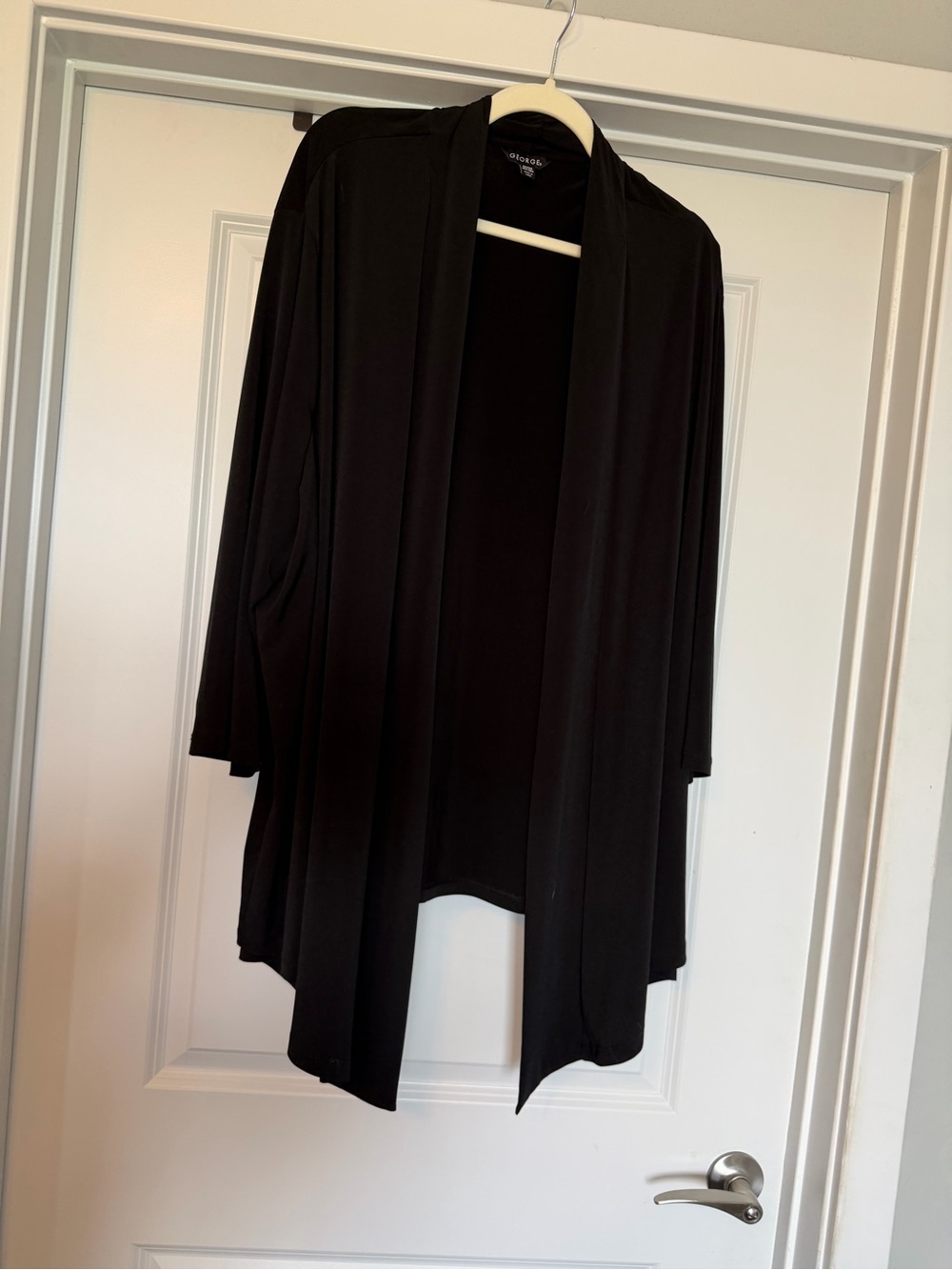George 4X Black Open Front Waterfall Draped Cardigan 26W 28W